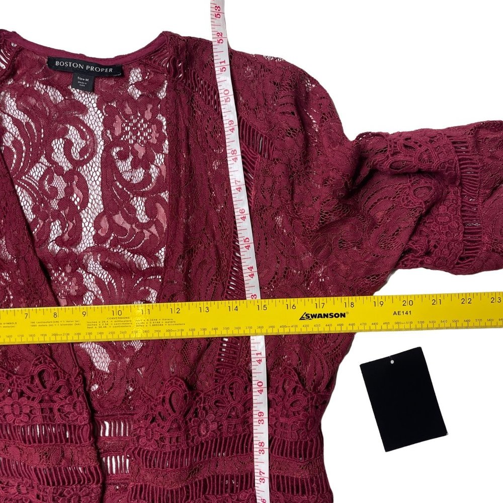 Boston Proper Burgundy Lace Cardigan - Picture 5 of 7